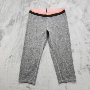 Champion Leggings Womens L Heathered Gray Pink Bronze Metallic Glitter Crop Yoga